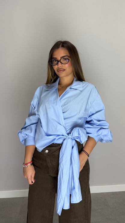 Camicia Nodo D’Amore Azzurra in cotone C89891T