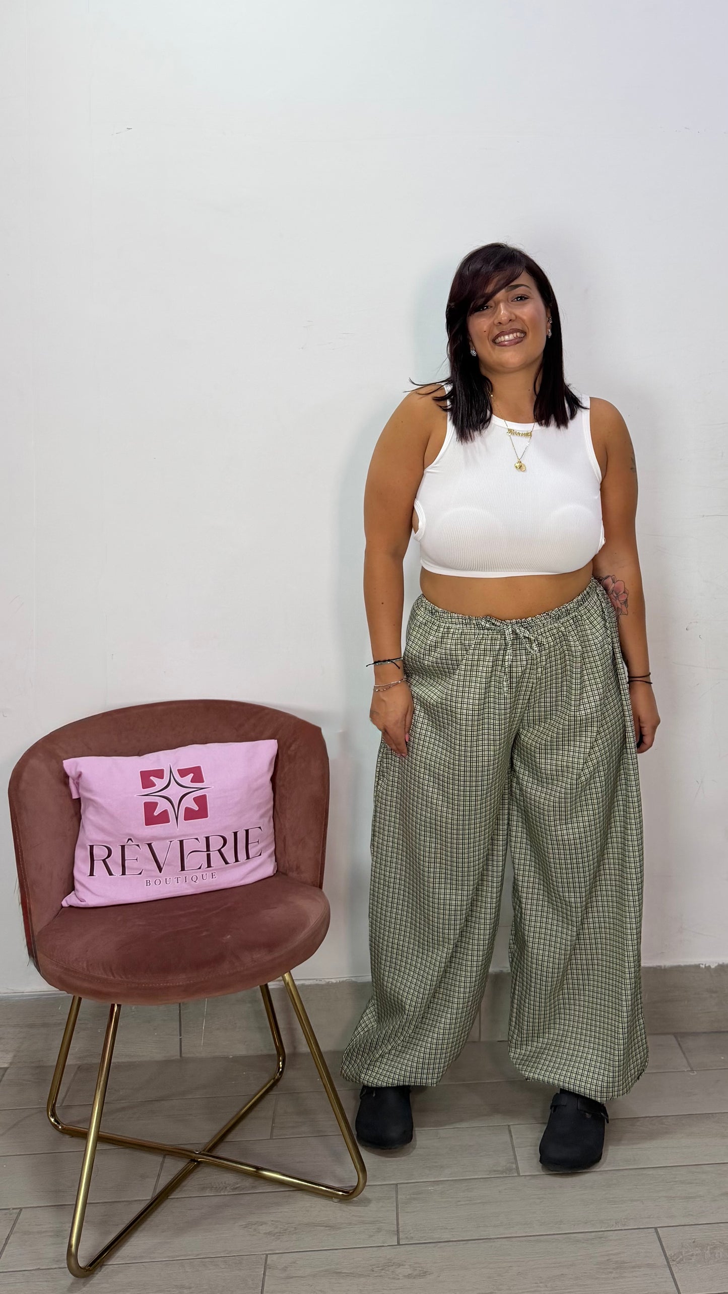 Pantalone Baby Verde a quadretti 3324