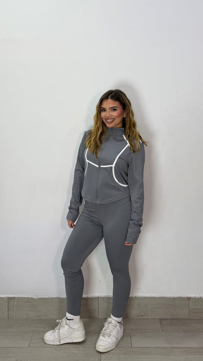 Coordinato Set Run in Lycra Grigio RTT59279