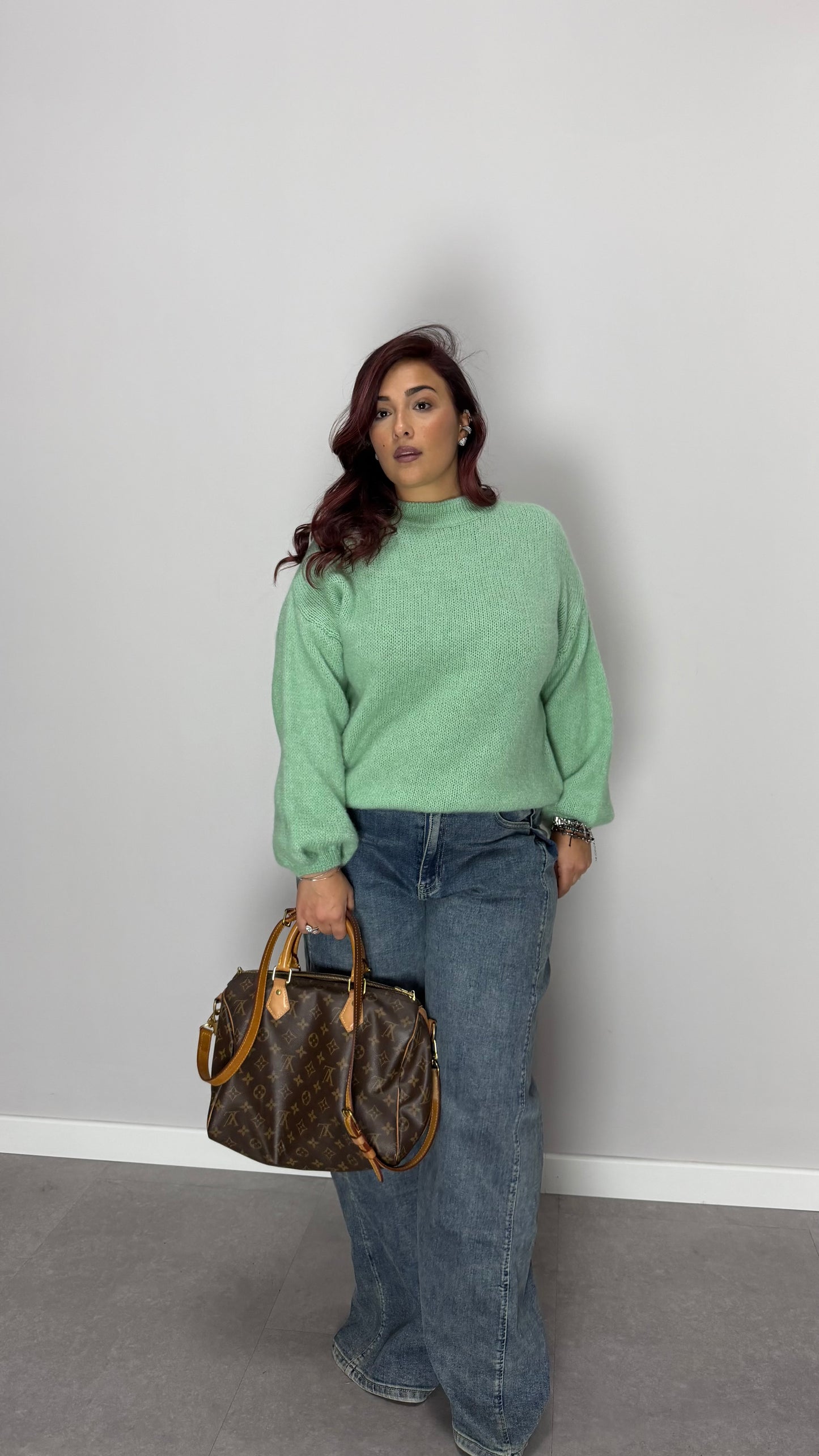 Maglioncino Flow verde in lana Ds2412