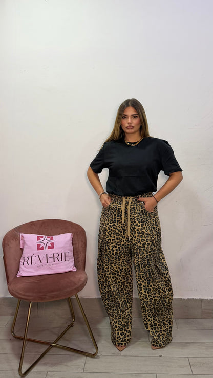 Pantalone Naomi Leopardato con culisse by Monique MQ19327