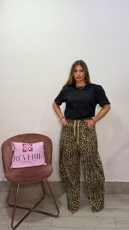Pantalone Naomi Leopardato con culisse by Monique MQ19327