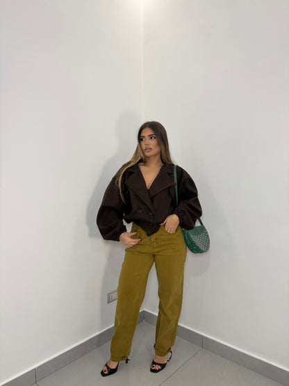 Giacca Spencer Crop Marrone NF9248