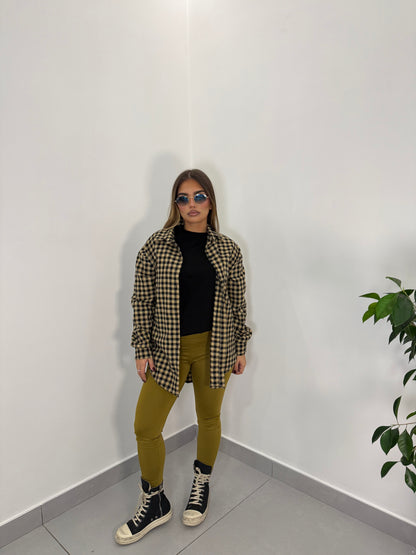 Camicia Nora Senape a Quadri in Cotone CN44