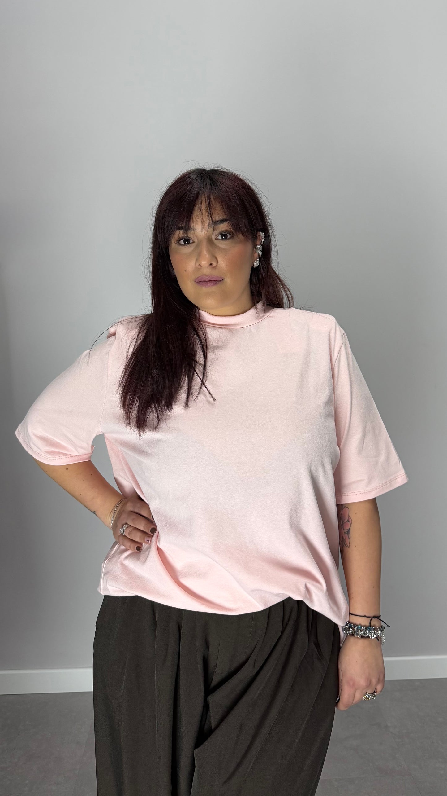 T-Shirt Power Tee mezza manica con spallina Rosa 5571