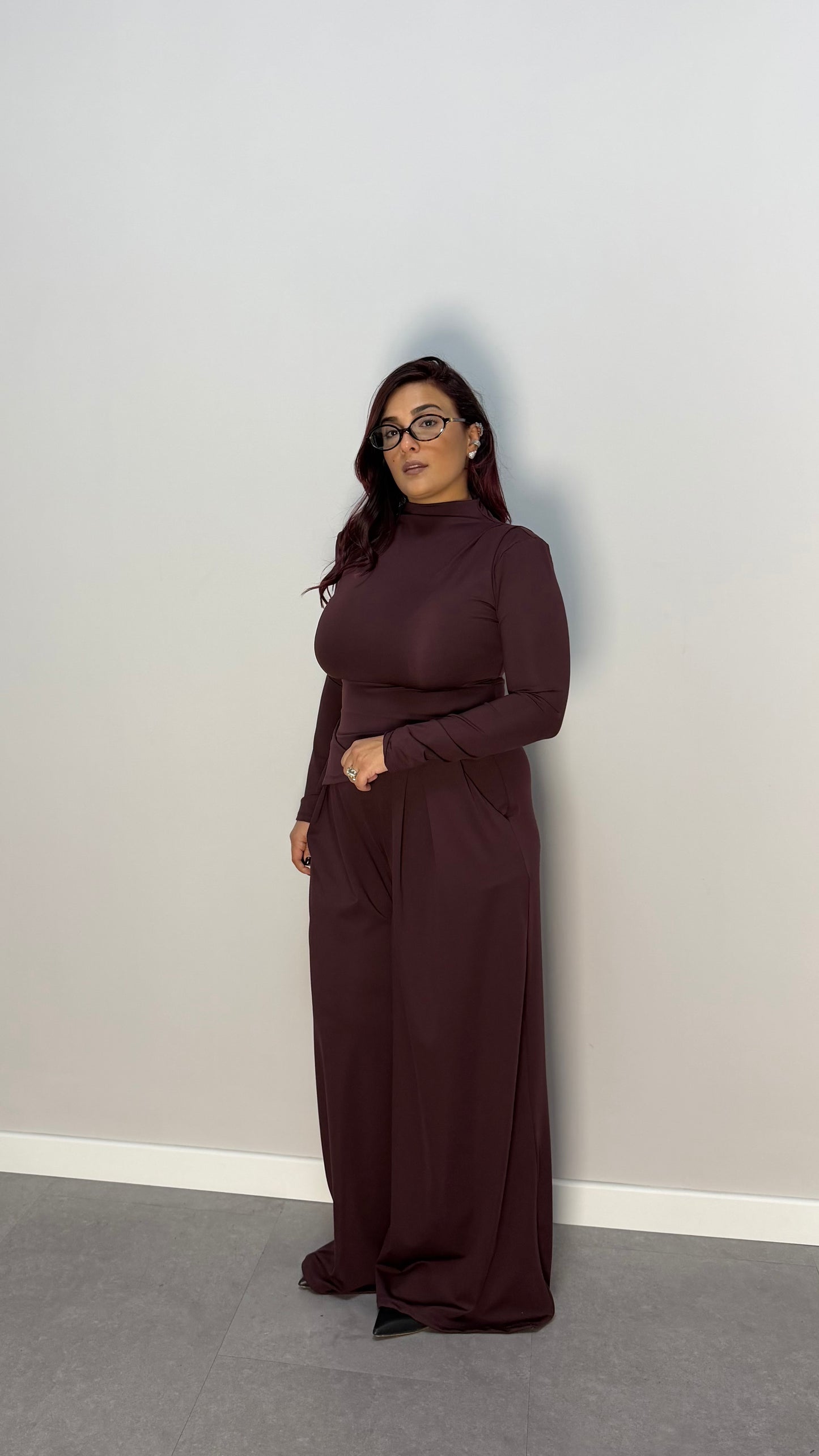 Coordinato Siera Prugna con spalline 16557