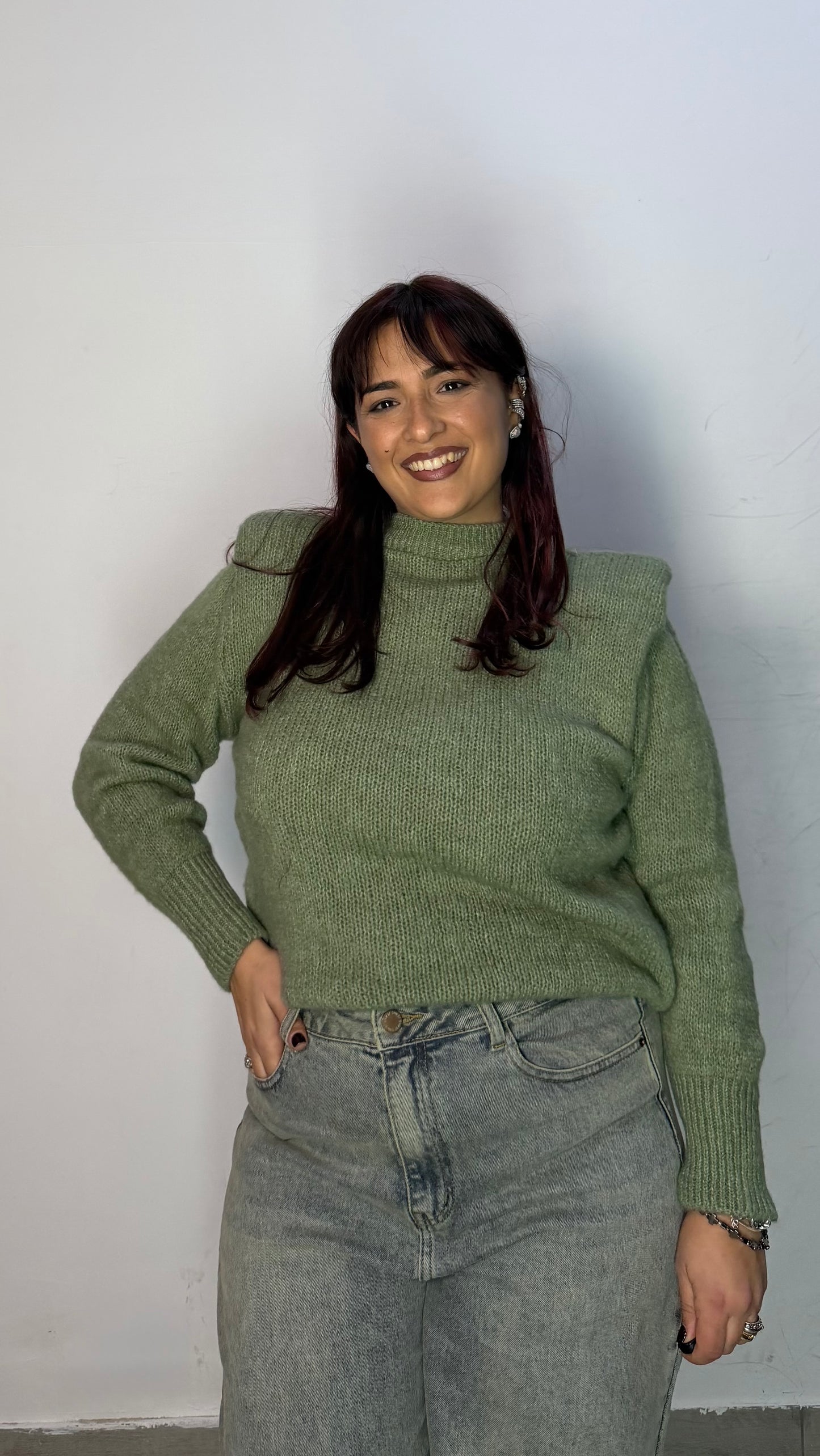 Maglioncino Tessa Verde con spallina 3101