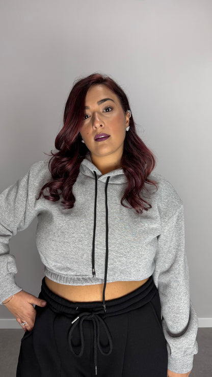 Felpa Mini Hood Felpata con Cappuccio Grigia FM44