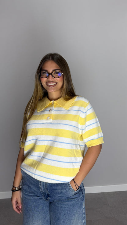 Maglia Lavy a Polo in Lana giallo L8095