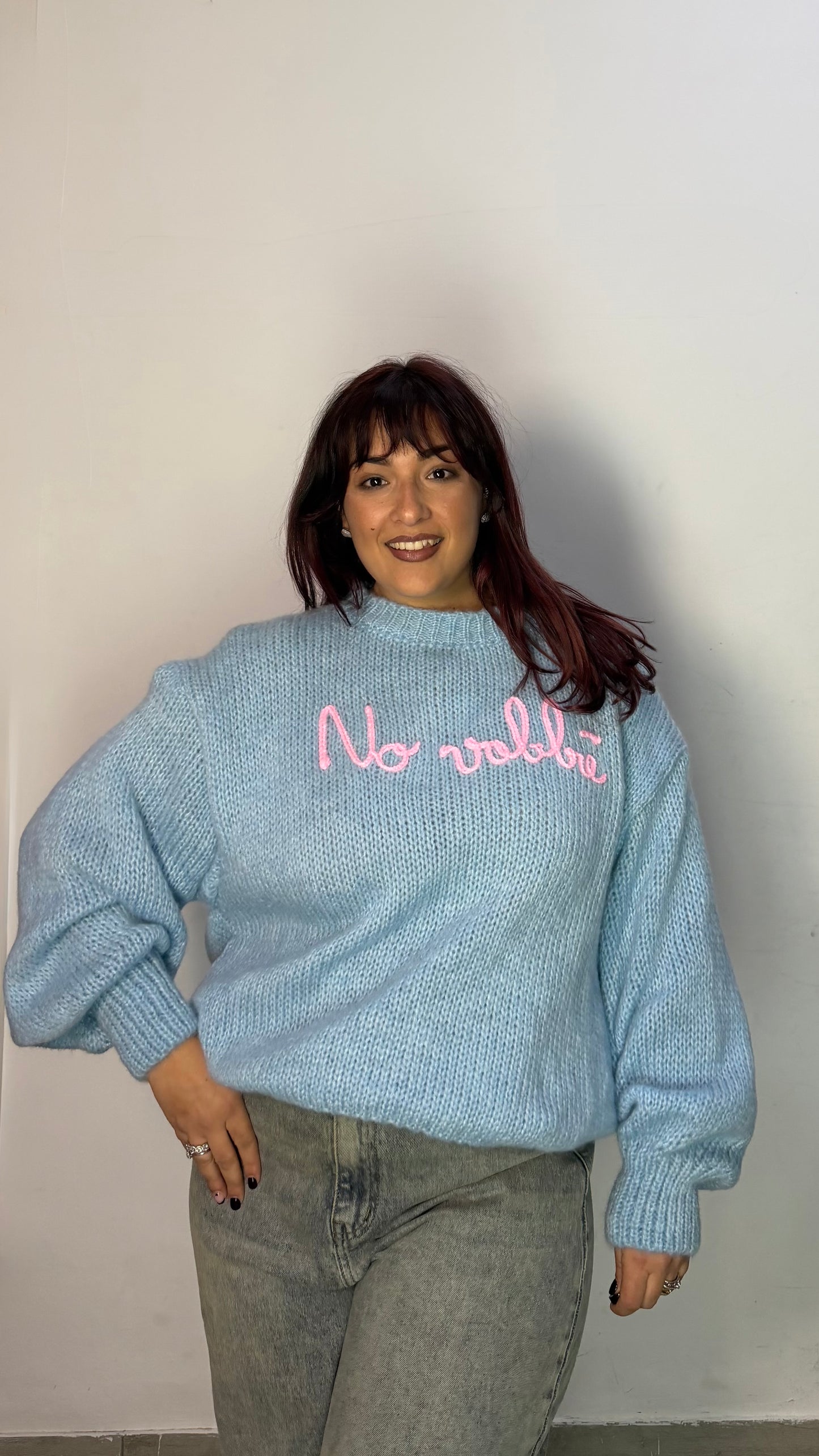 Maglioncino No Vabbè Azzurro e Rosa 3176