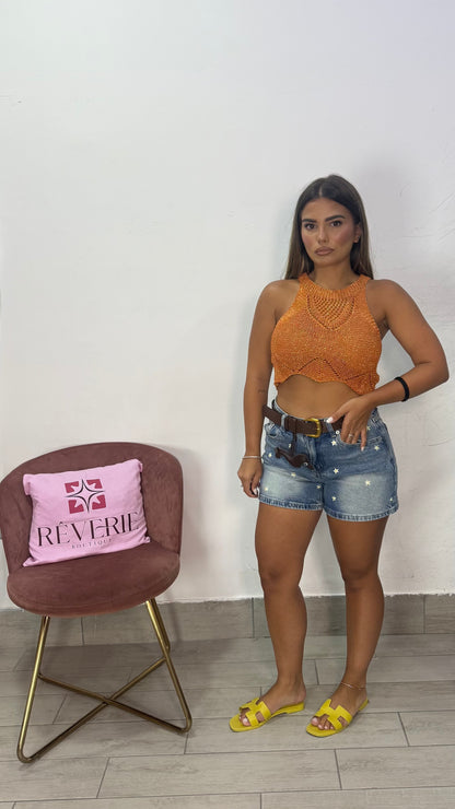 Pantaloncino Fiore in Denim V5088