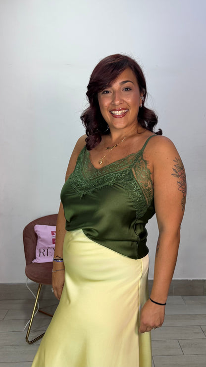 Top Camilla Verde in Raso 8621