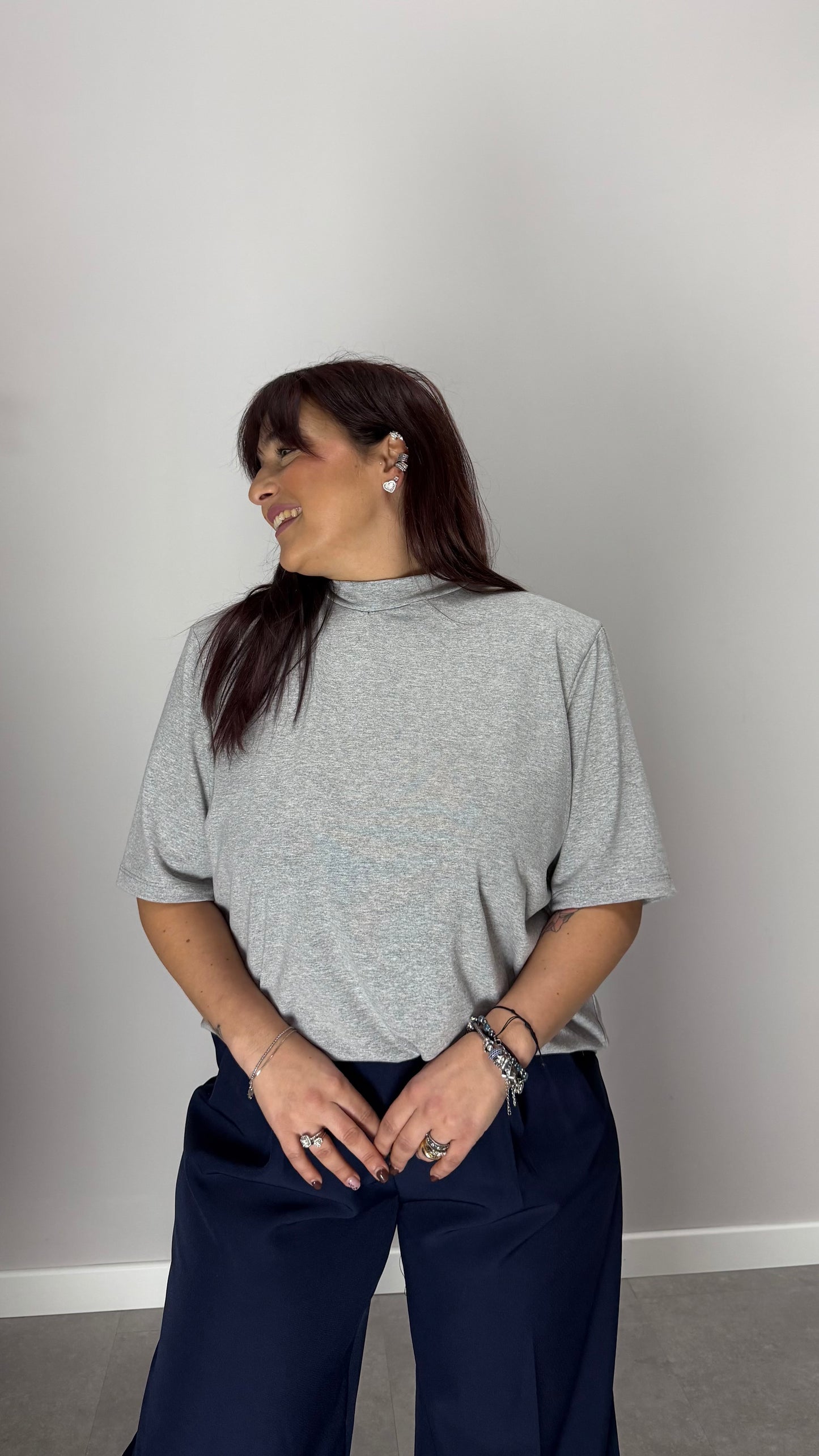T-Shirt Power Tee mezza manica con spallina Grigia 5571