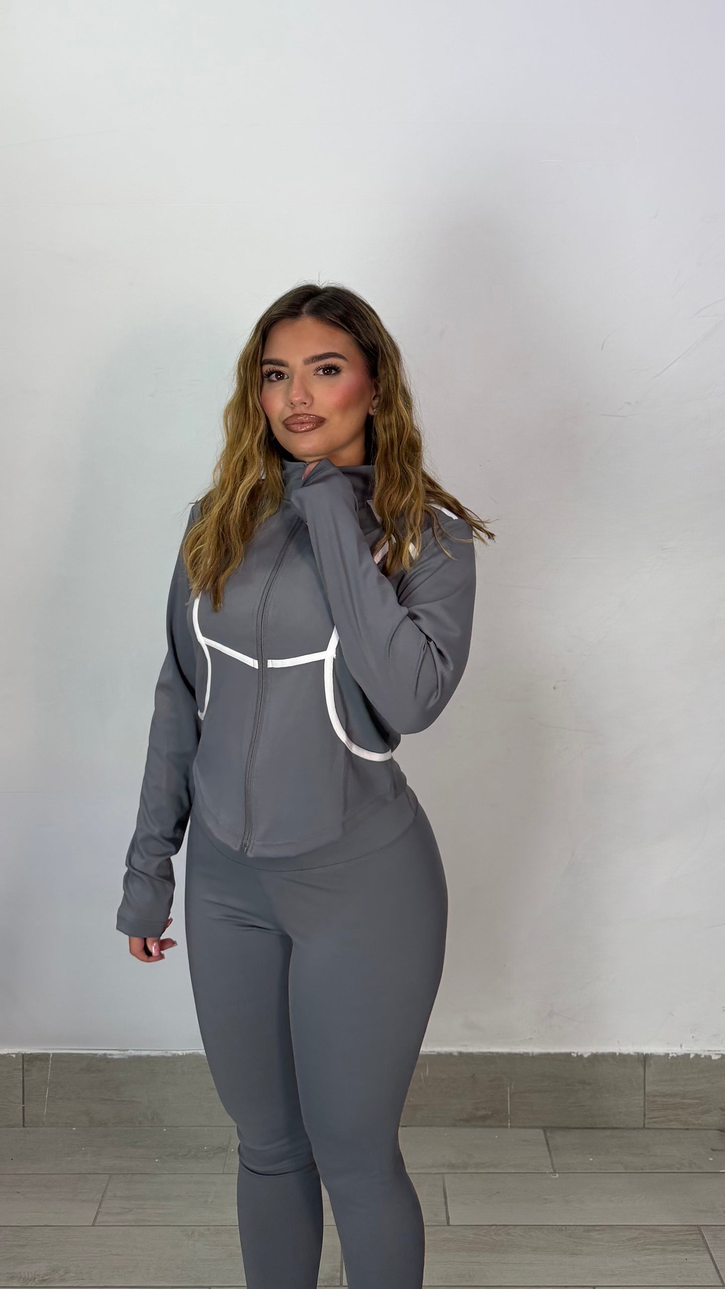 Coordinato Set Run in Lycra Grigio RTT59279