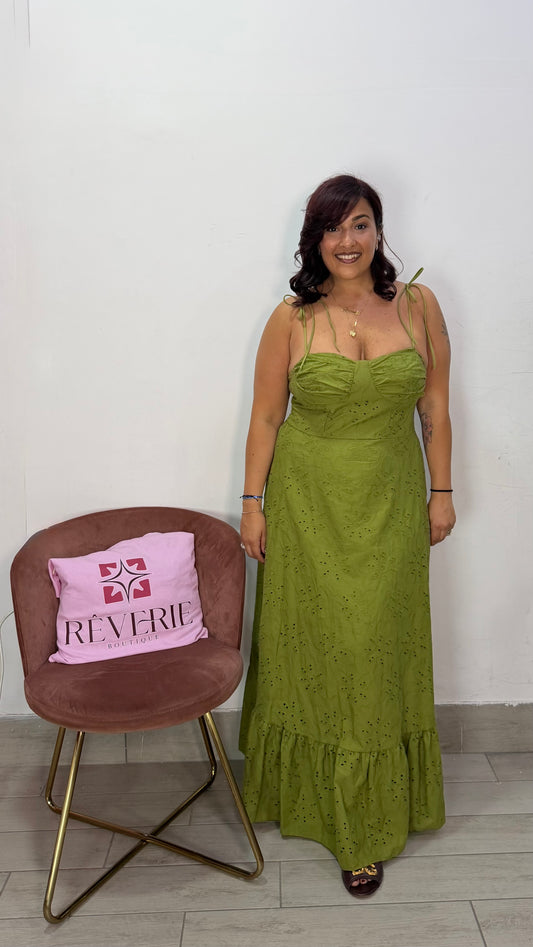 Dress Flavia Verde Acido in Sangallo MS57613