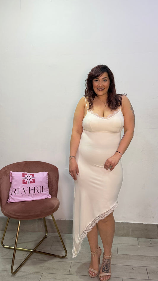 Dress Femme in Lycra con taglio asimmetrico e merletto 11576