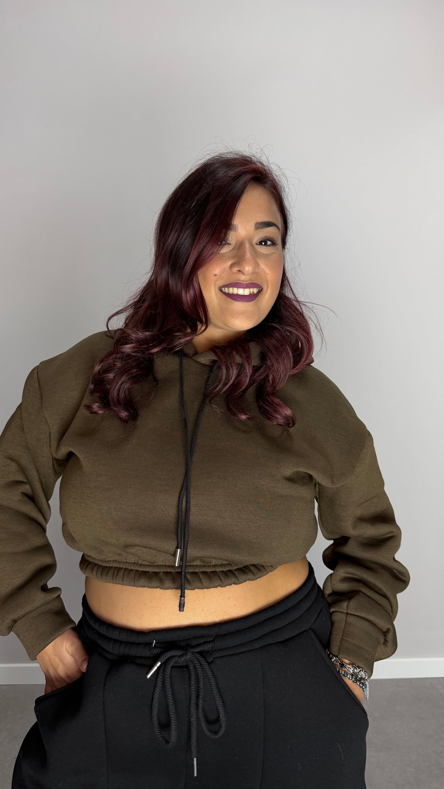 Felpa Mini Hood Felpata con Cappuccio Marrone FM44