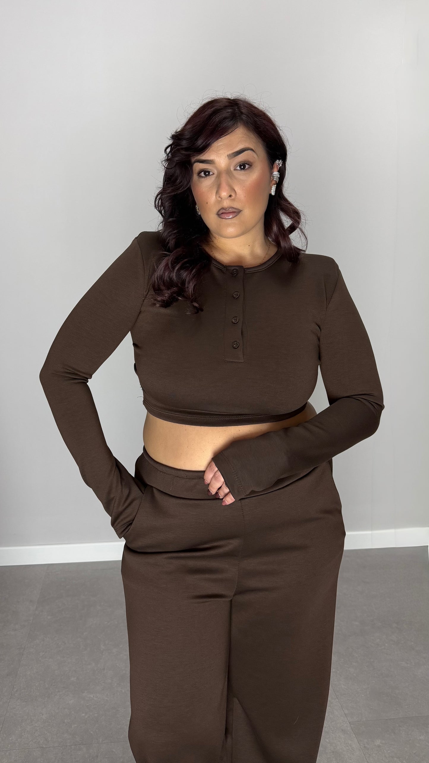 Coordinato Sis in tuta Marrone con guantino e spalline FF44