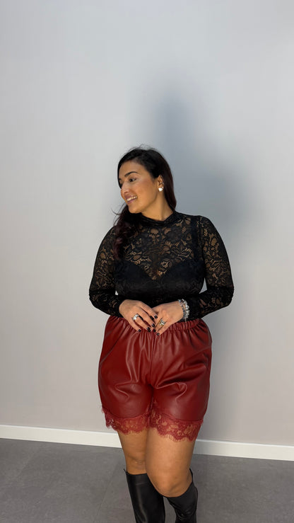 Pantaloncino Moon in pelle Bordeaux PM44