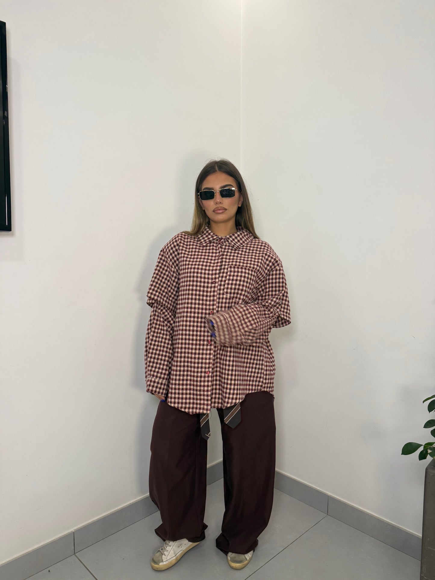 Camicia Selvaggia in Flanella Bordeaux 2640