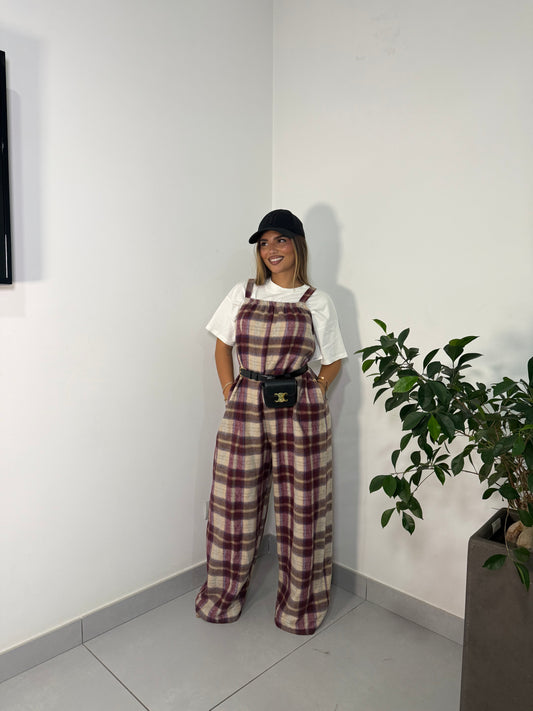 Salopette in Flanella Checkland Bordeaux 25696
