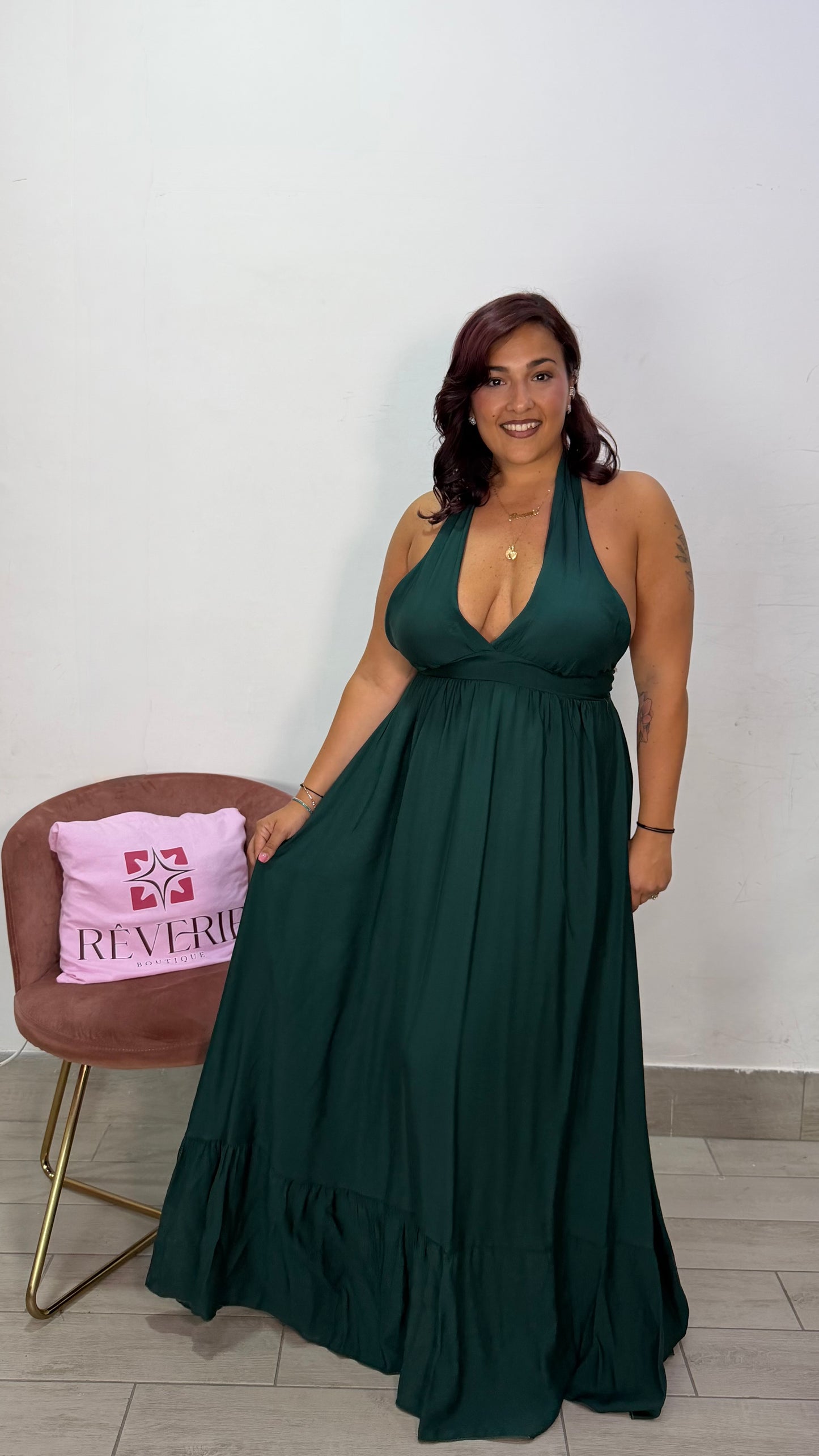 Dress Olivia Verde in tessuto 9307