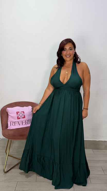 Dress Olivia Verde in tessuto 9307