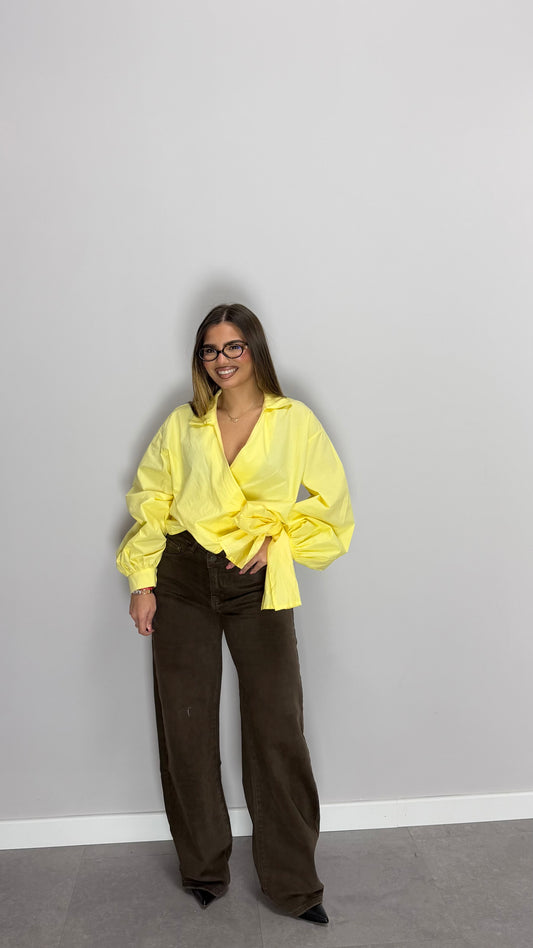 Camicia Nodo d’Amore Gialla in cotone C80891T