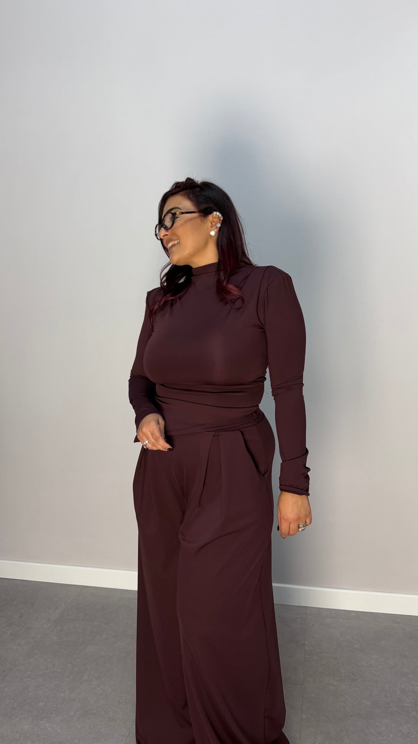 Coordinato Siera Prugna con spalline 16557