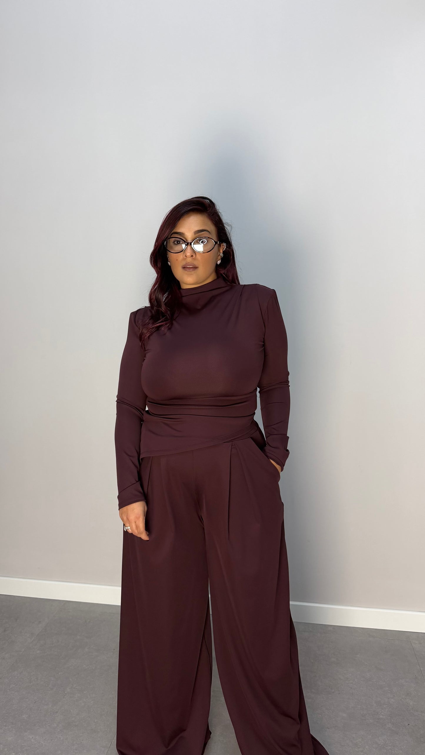 Coordinato Siera Prugna con spalline 16557