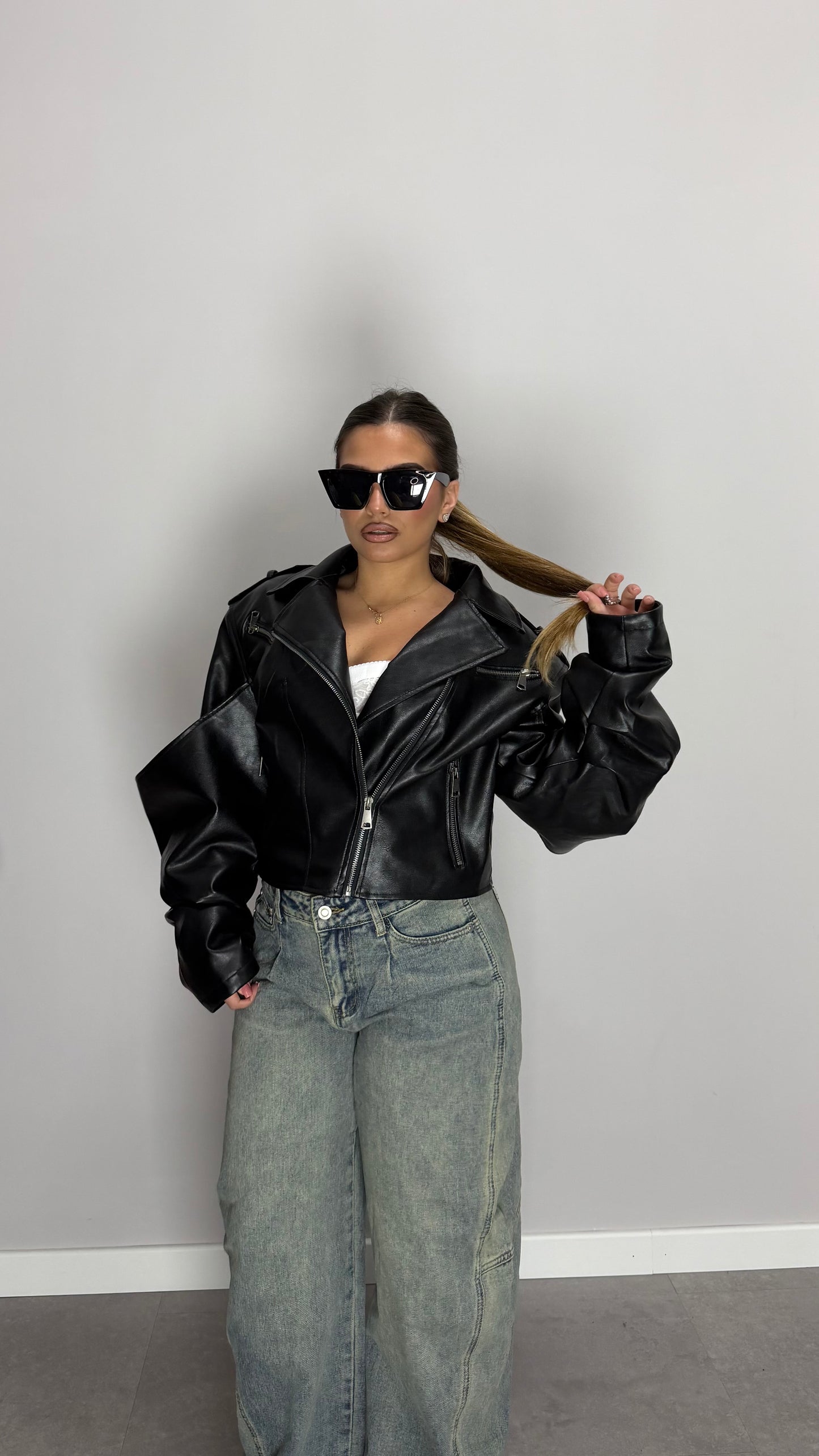 Giacca Elektra in Pelle Black 6683