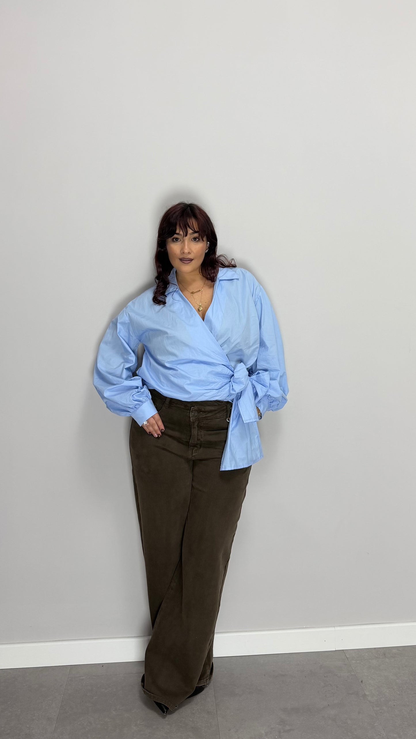 Camicia Nodo D’Amore Azzurra in cotone C89891T