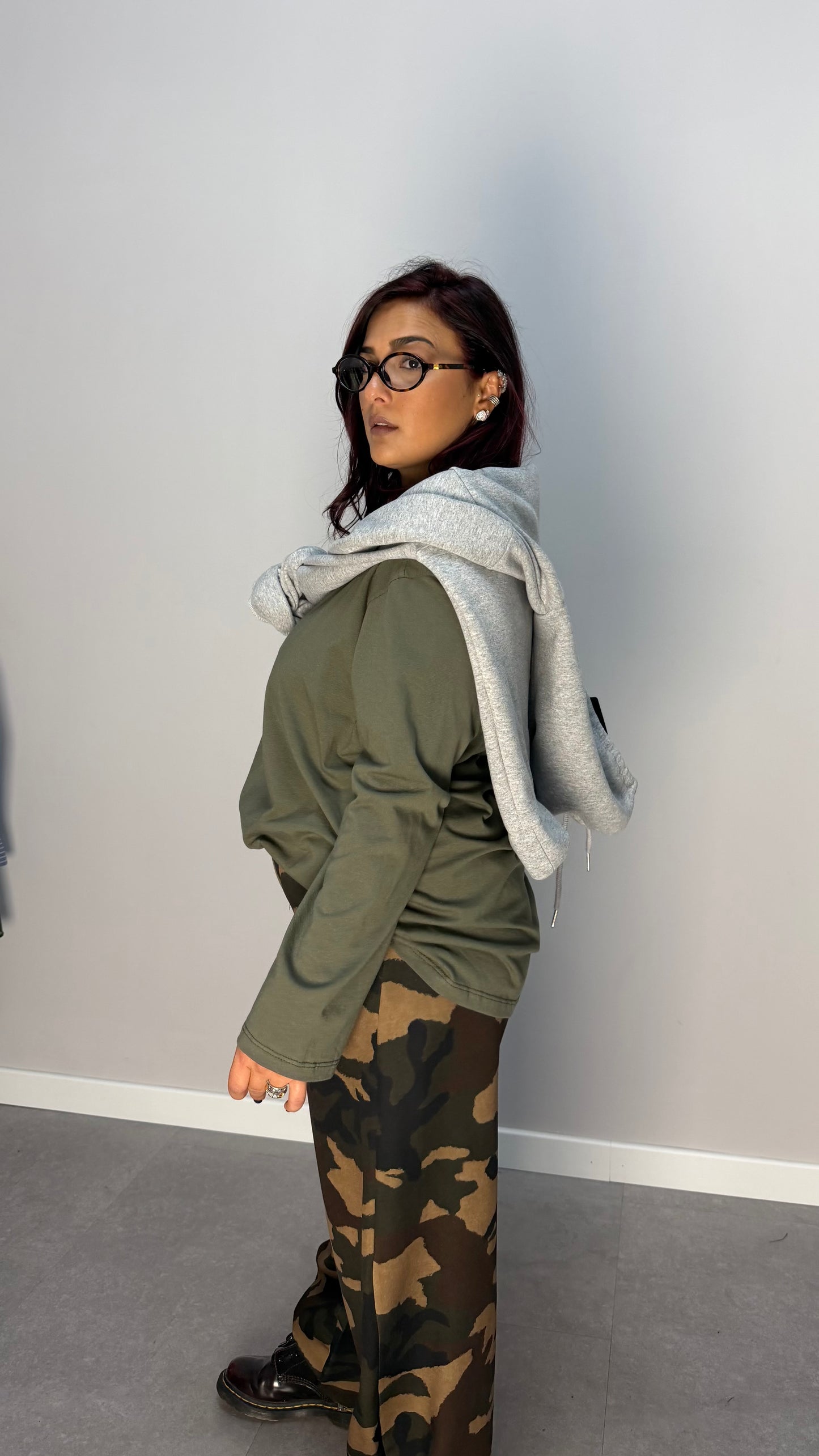 Felpa warmly con Cappuccio Felpata Grigia FD38061