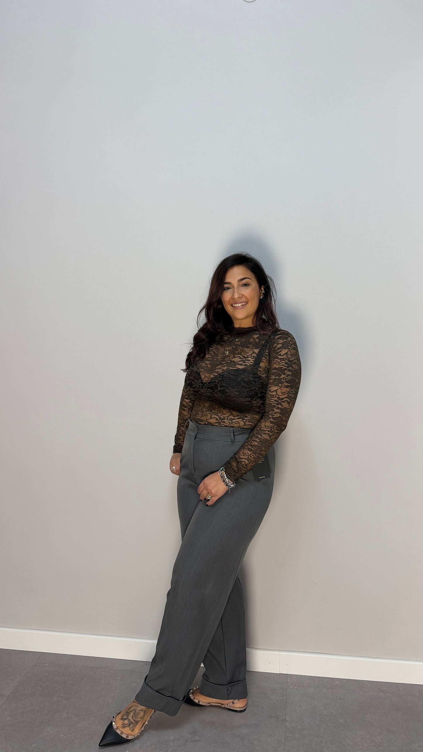 Pantalone Miss con piega Grigio PC44