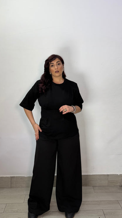 Pantalone Robbie Nero con cintura FO14