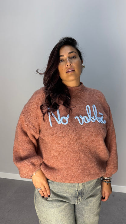 Maglioncino no vabbè rosa 2702