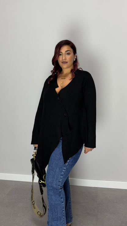 Pull CrossCardi Nero in lana rasata G168