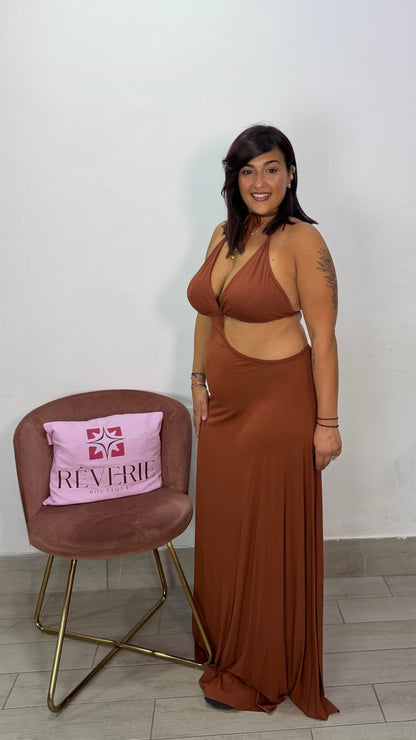 Dress Oia Ruggine in tessuto 3123