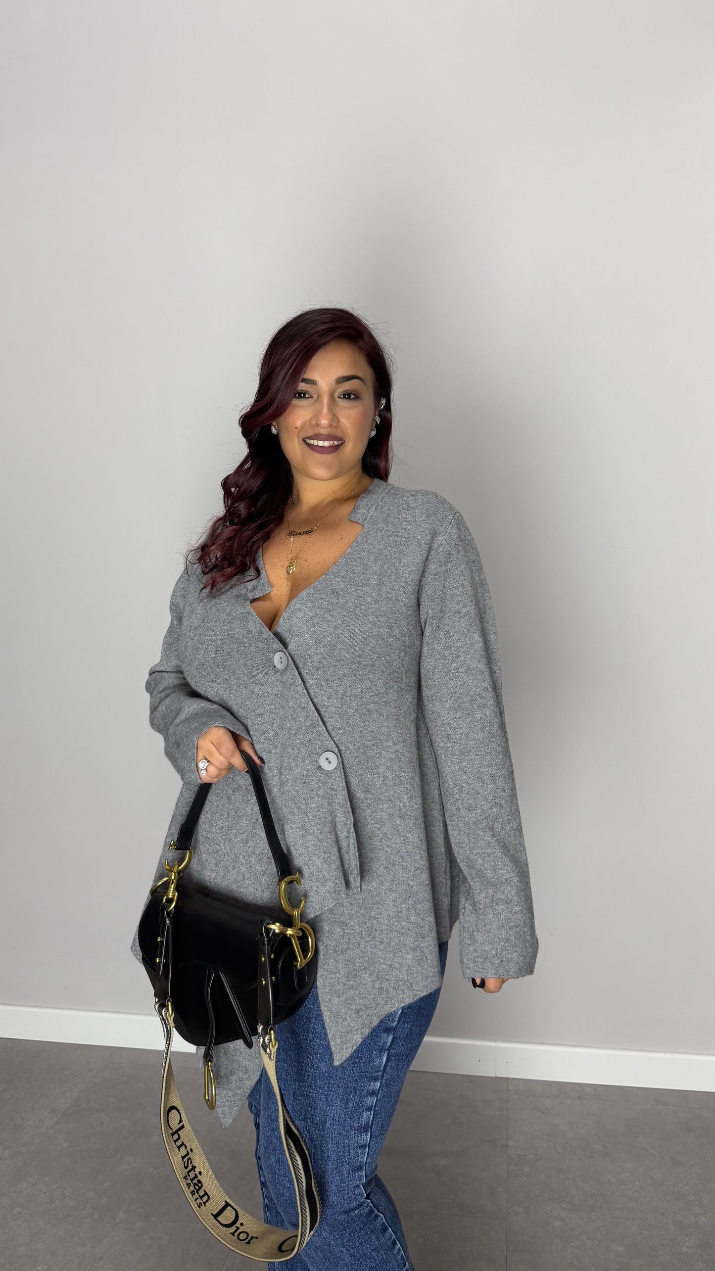 Pull CrossCardi Grigio in lana rasata G168