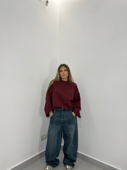 T-Shirt Silhouette con spalline bordeaux TS44