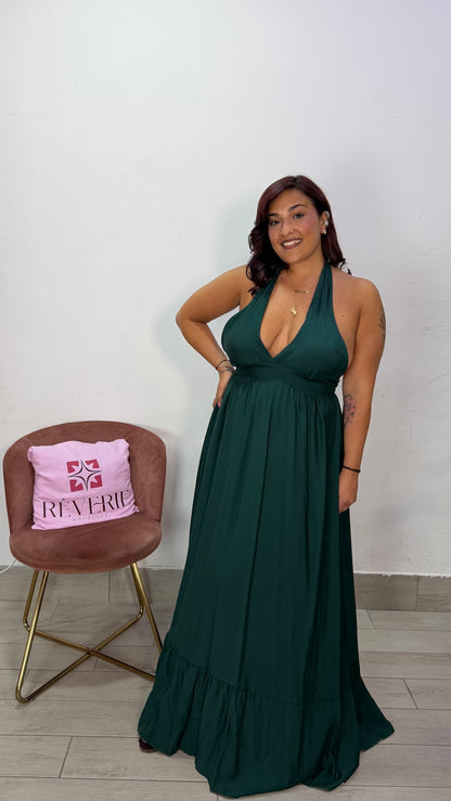 Dress Olivia Verde in tessuto 9307