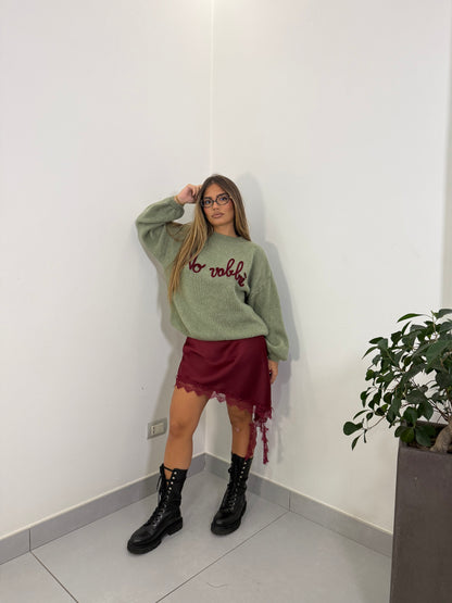 Maglioncino no vabbè verde chiaro DS2702