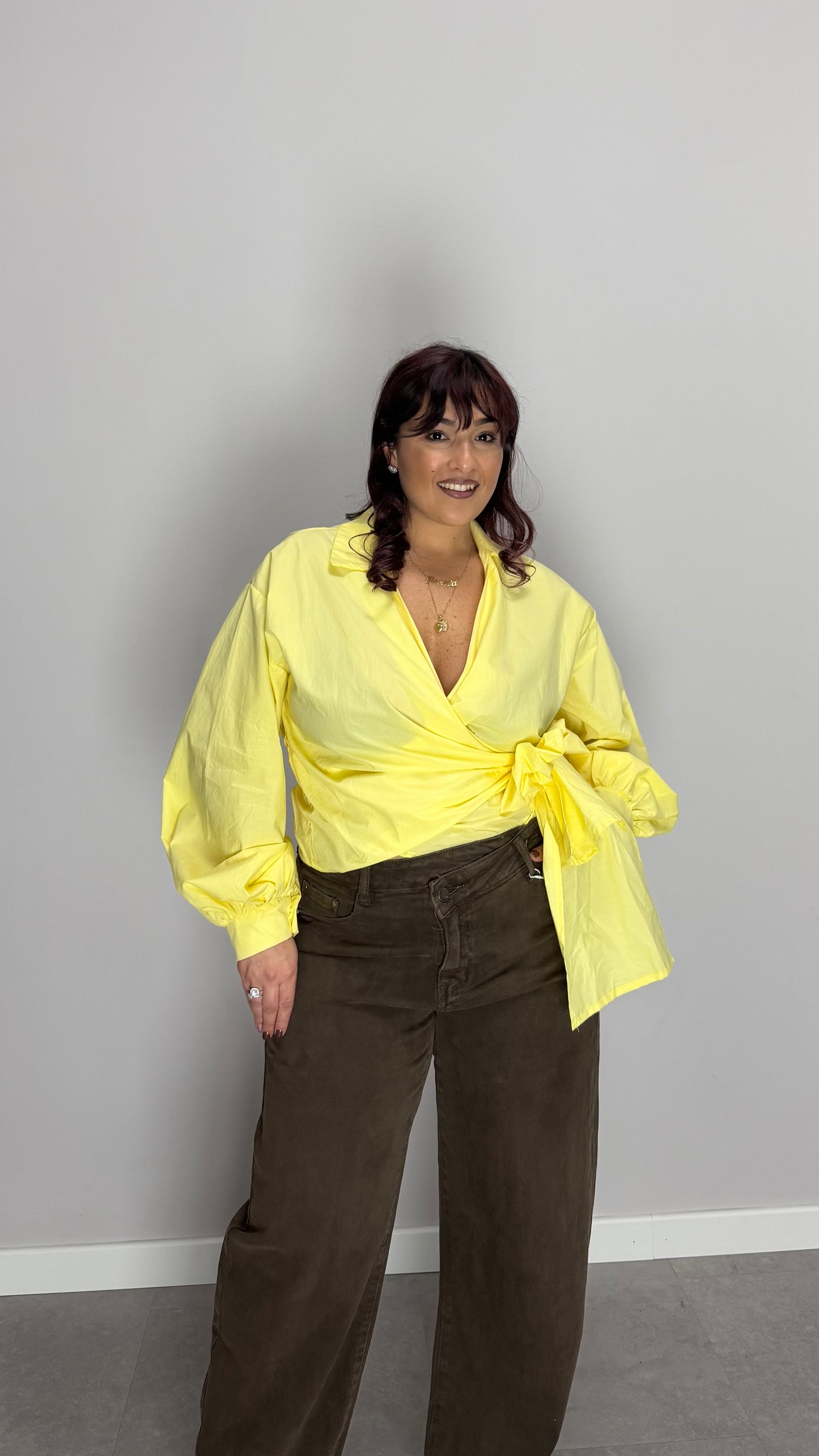 Camicia Nodo d’Amore Gialla in cotone C80891T