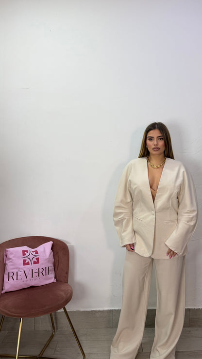 Tailleur Chèrie Beige con drappeggio 66728