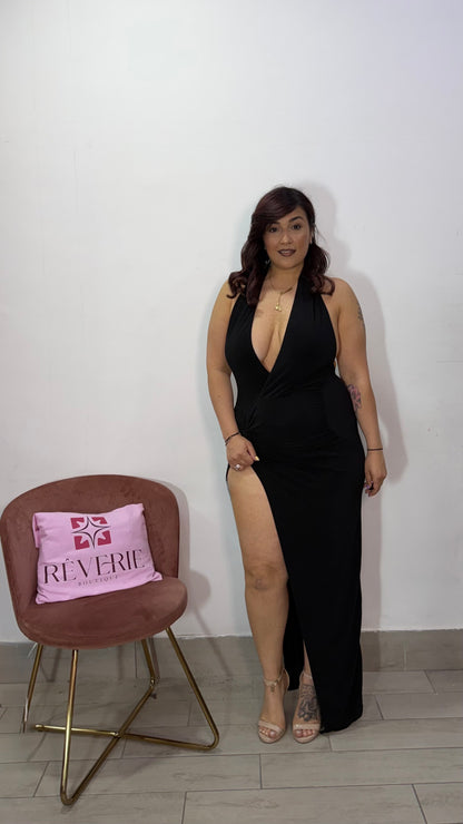 Dress Incanto Nero in Lycra con spacco profondo 6015