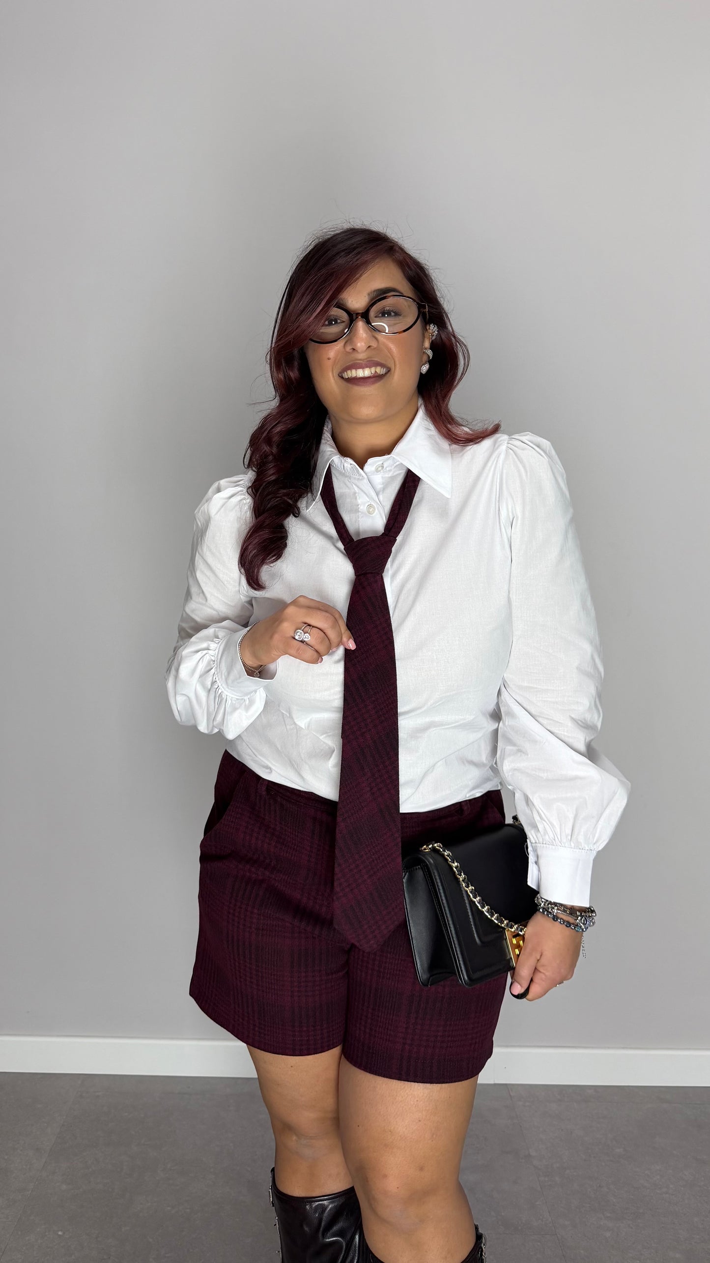 Coordinato College Chic con cravatta in lana Bordeaux 5656