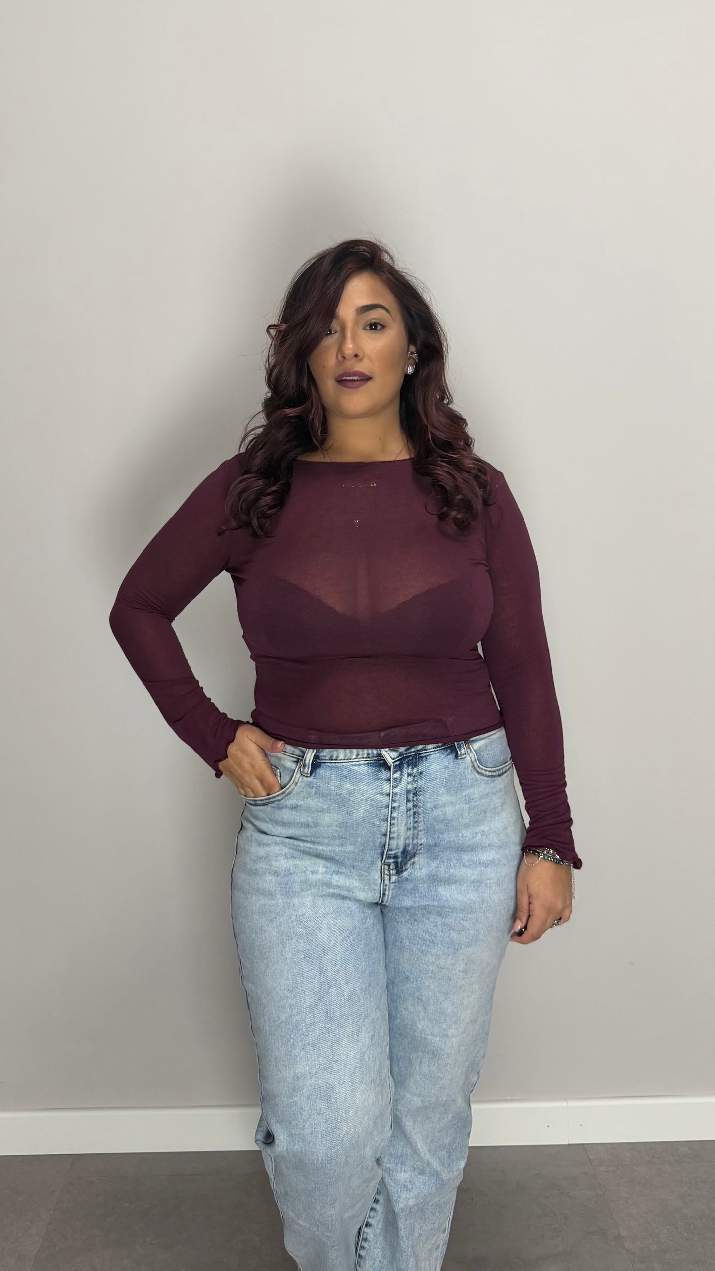 Shirt Velatissime scollo a barca Bordeaux 37981