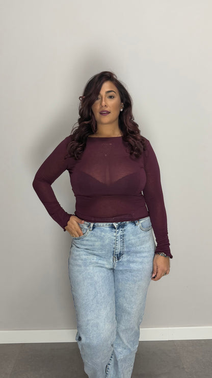 Shirt Velatissime scollo a barca Bordeaux 37981