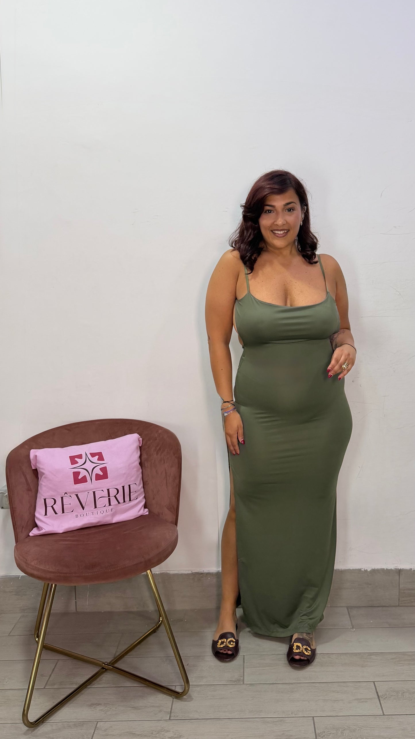 Dress Lisa Verde in Lycra con drappeggio 16724