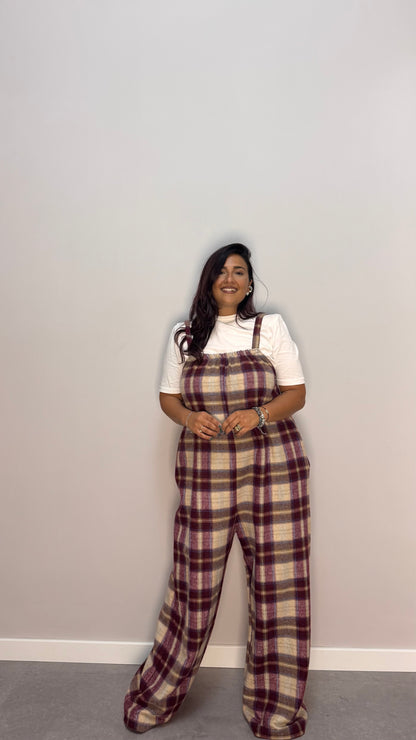 Salopette in Flanella Checkland Bordeaux 25696